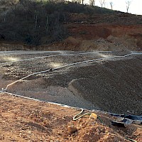 Gold heap leaching in progress